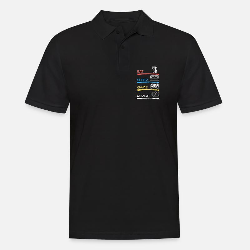 Eat Sleep Game Repeat - Männer Poloshirt - Schwarz