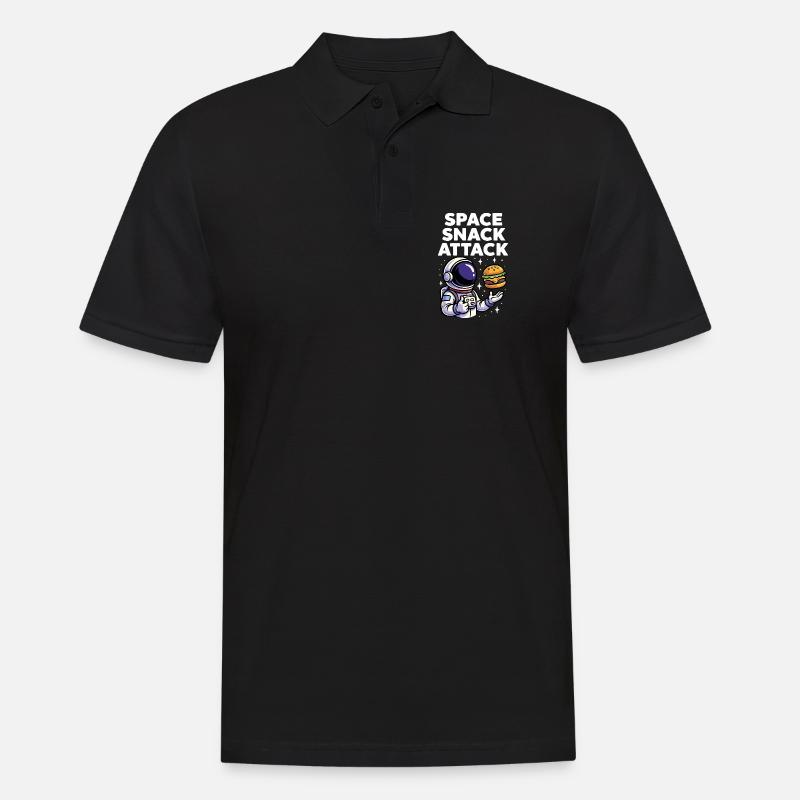 Astronaut Burger Space Snack Attack - Männer Poloshirt - Schwarz