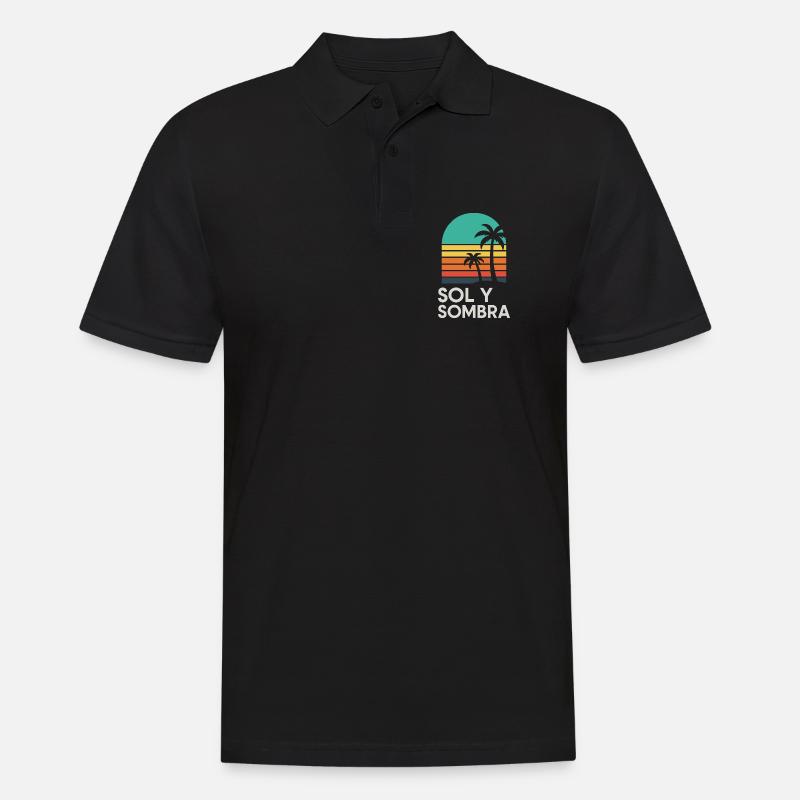 Boden und Schatten Sunset Palm - Männer Poloshirt - Schwarz