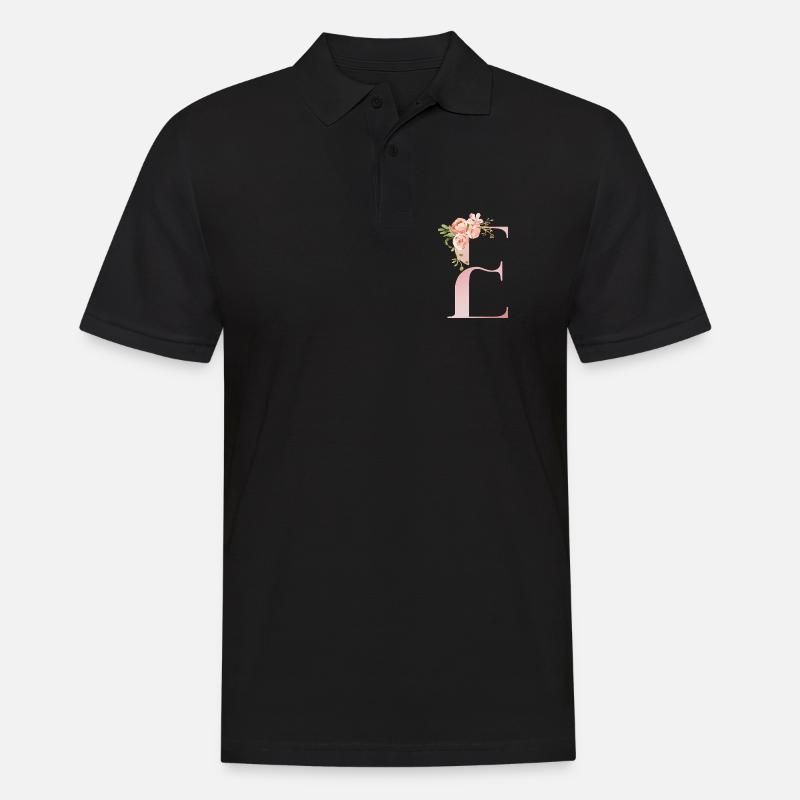 Pastellflorales Monogramm E - Männer Poloshirt - Schwarz