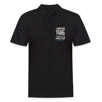 1986 – Hergestellt – Perfekt gereift - Männer Poloshirt - Schwarz - Vorne - Kai (181cm)