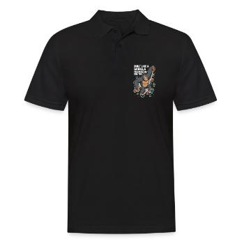 Bouldern lustig – Gorilla Cartoon Kletter Shirt - Männer Poloshirt - Schwarz - Vorne - Kai (181cm)