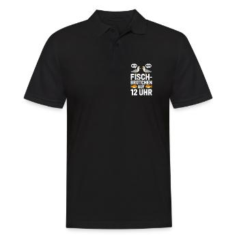  Moin Moin Fischbrötchen Auf 12 Uhr Lustiger Möwen - Männer Poloshirt - Schwarz - Vorne - Kai (181cm)