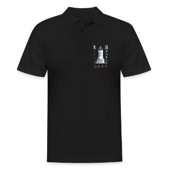 Los Angeles, Handzeichnung Leuchtturm Angels Gate - Männer Poloshirt - Schwarz - Vorne - Kai (181cm)