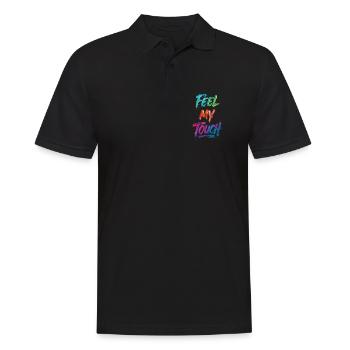Feel My Touch Texte Coloré Peinture Imprimé - Polo Homme - noir - Devant - Kai (181cm)
