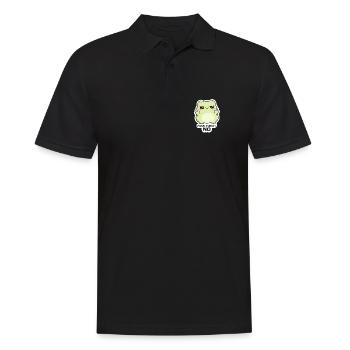 Stimmung heute: Nein – Grüne Kawaii-Kreatur - Männer Poloshirt - Schwarz - Vorne - Kai (181cm)