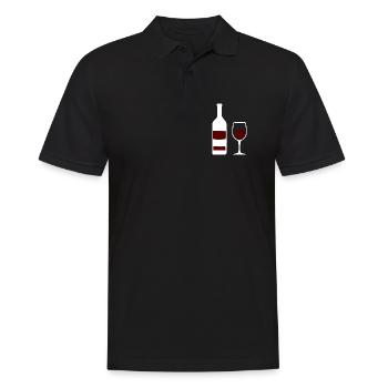 Weinflasche und Weinglas Wein Geschenk Genießer - Männer Poloshirt - Schwarz - Vorne - Kai (181cm)