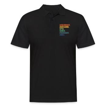 16th Birthday, February 2007, 16 Year Anniversary - Men's Polo Shirt - black - Front - Kai (181cm)