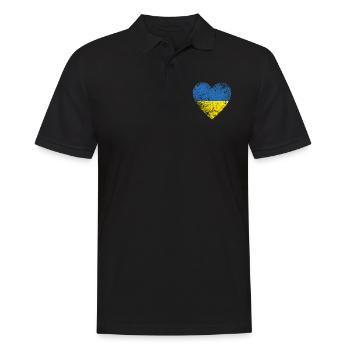 Ukraine, Ukraine Flag Heart, Distressed Style - Polo Homme - noir - Devant - Kai (181cm)