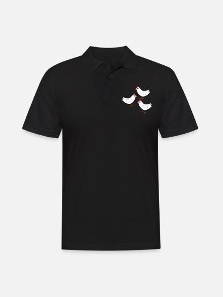 white chicken funny - Men's Polo Shirt - black