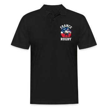 Coq Ballon Rugby Joueur Fan - Polo Homme - noir - Devant - Kai (181cm)