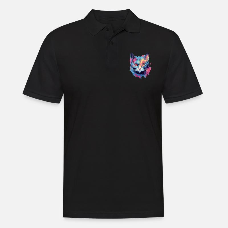 Chat - Polo Homme - noir