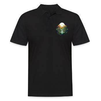 Landschaft - Männer Poloshirt - Schwarz - Vorne - Kai (181cm)