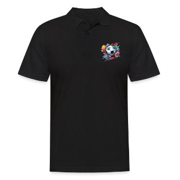 Fußball Ball - Männer Poloshirt - Schwarz - Vorne - Kai (181cm)