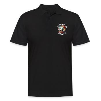 Fußball ball - What a Save! - Männer Poloshirt - Schwarz - Vorne - Kai (181cm)