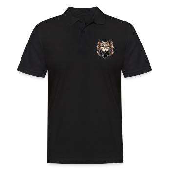 Katze - Männer Poloshirt - Schwarz - Vorne - Kai (181cm)