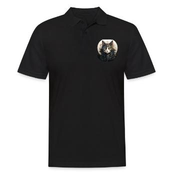 Cat - Men's Polo Shirt - black - Front - Kai (181cm)