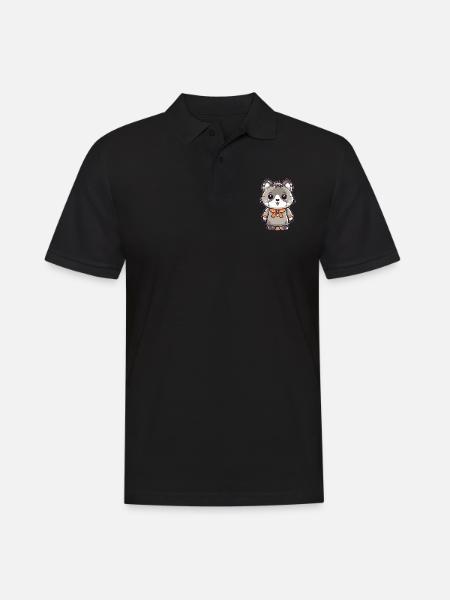 Raccoon - Kawaii Style - Men's Polo Shirt - black