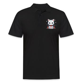 Design de Noël de chat - Style Kawaii - Polo Homme - noir - Devant - Kai (181cm)