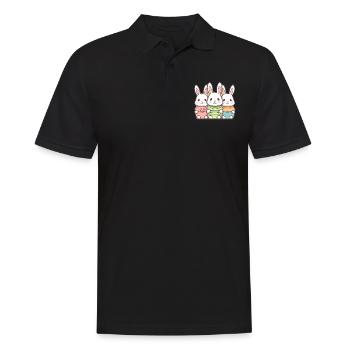 Hase - Kawaii Style - Männer Poloshirt - Schwarz - Vorne - Kai (181cm)