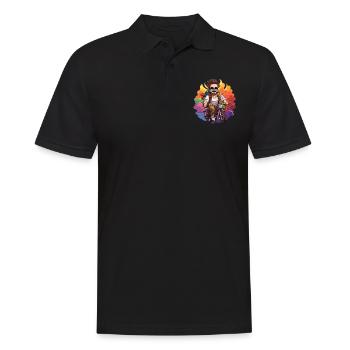 Fahrradfahrer Design - Kawaii Style - Männer Poloshirt - Schwarz - Vorne - Kai (181cm)