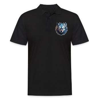 Wolf - Illustration - Männer Poloshirt - Schwarz - Vorne - Kai (181cm)