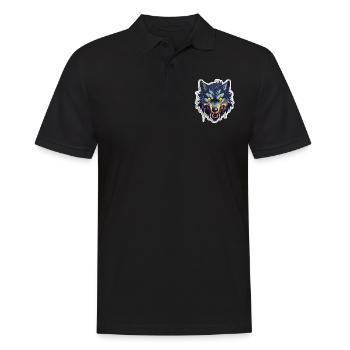 Wolf - Illustration - Männer Poloshirt - Schwarz - Vorne - Kai (181cm)
