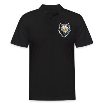 Wolf - Illustration - Männer Poloshirt - Schwarz - Vorne - Kai (181cm)