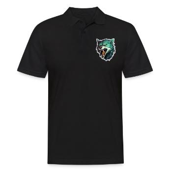 Wolf - Illustration - Männer Poloshirt - Schwarz - Vorne - Kai (181cm)