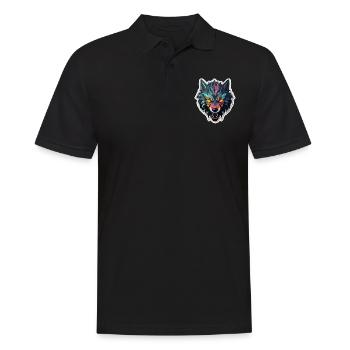 Wolf - Illustration - Männer Poloshirt - Schwarz - Vorne - Kai (181cm)