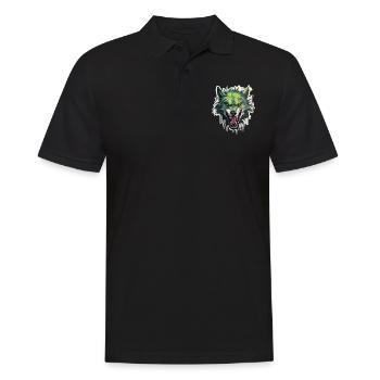 Wolf - Illustration - Männer Poloshirt - Schwarz - Vorne - Kai (181cm)