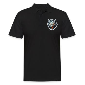 Wolf - Illustration - Männer Poloshirt - Schwarz - Vorne - Kai (181cm)