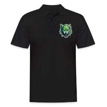 Wolf - Illustration - Männer Poloshirt - Schwarz - Vorne - Kai (181cm)