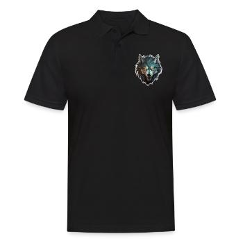 Wolf - Illustration - Männer Poloshirt - Schwarz - Vorne - Kai (181cm)