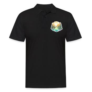 Landschaft - Illustration - Männer Poloshirt - Schwarz - Vorne - Kai (181cm)