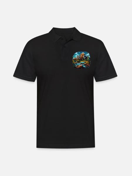 Landscape - Illustration - Men's Polo Shirt - black