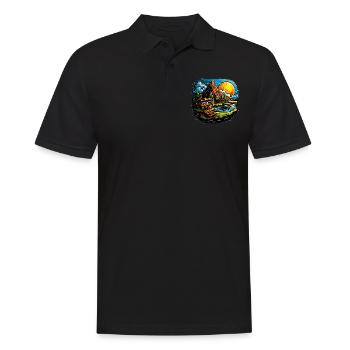 Landscape - Illustration - Men's Polo Shirt - black - Front - Kai (181cm)