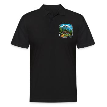 Landscape - Illustration - Men's Polo Shirt - black - Front - Kai (181cm)