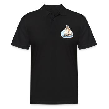 Segelboot - Illustration - Männer Poloshirt - Schwarz - Vorne - Kai (181cm)