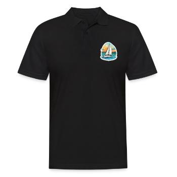 Segelboot - Illustration - Männer Poloshirt - Schwarz - Vorne - Kai (181cm)