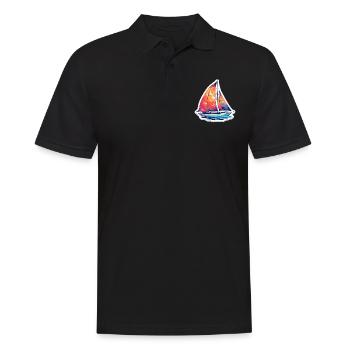 Segelboot - Illustration - Männer Poloshirt - Schwarz - Vorne - Kai (181cm)