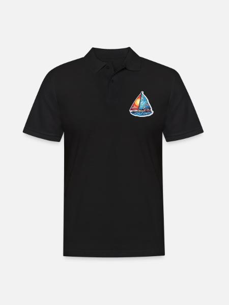 Segelboot - Illustration - Männer Poloshirt - Schwarz