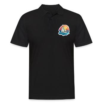Segelboot - Illustration - Männer Poloshirt - Schwarz - Vorne - Kai (181cm)