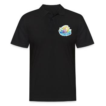 Segelboot - Illustration - Männer Poloshirt - Schwarz - Vorne - Kai (181cm)