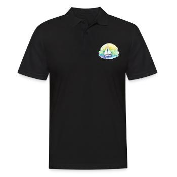 Segelboot - Illustration - Männer Poloshirt - Schwarz - Vorne - Kai (181cm)