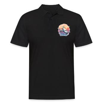 Flugzeug - Illustration - Männer Poloshirt - Schwarz - Vorne - Kai (181cm)