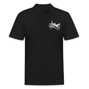Flugzeug - Illustration - Männer Poloshirt - Schwarz - Vorne - Kai (181cm)