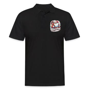 Merry Christmas - Santa Illustration - Männer Poloshirt - Schwarz - Vorne - Kai (181cm)