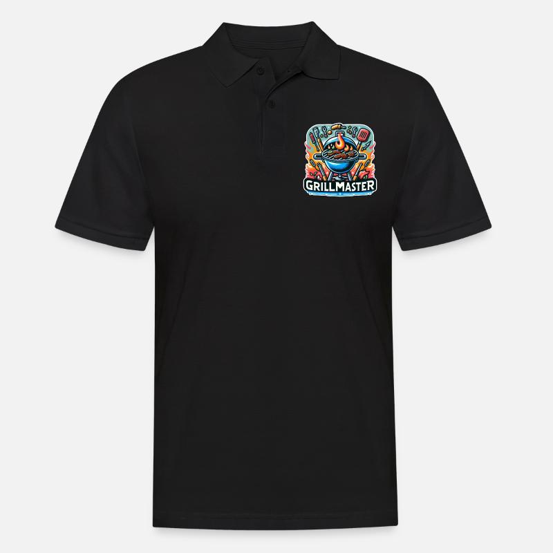 GrillMaster - Grill Illustration - Männer Poloshirt - Schwarz