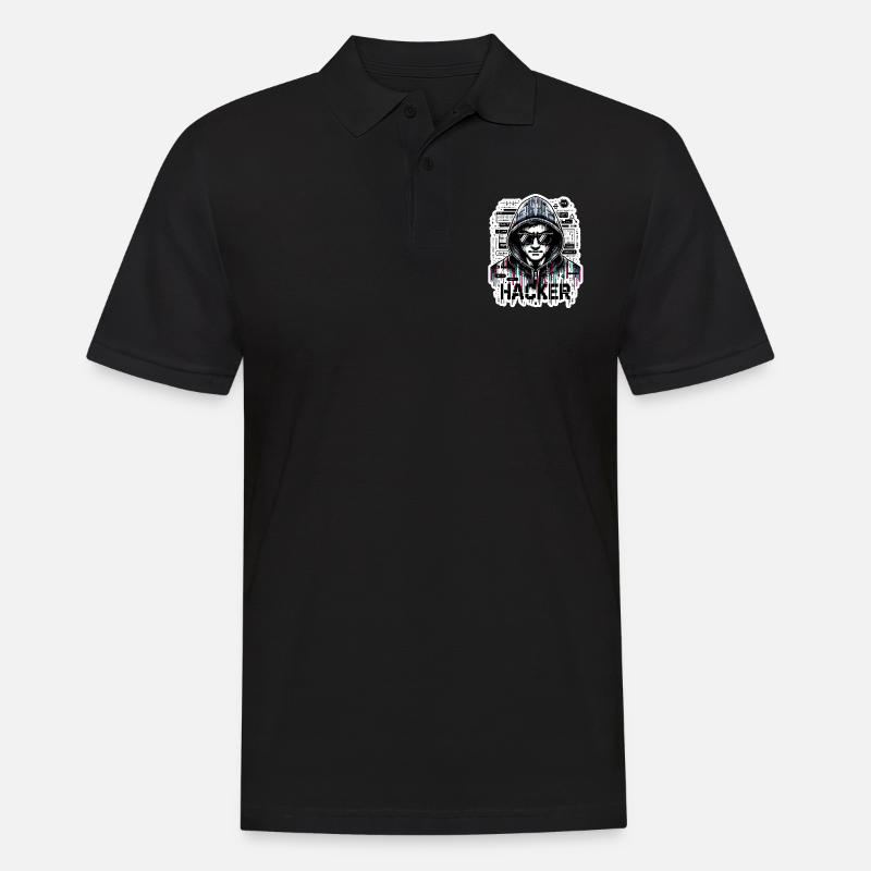 Hacker - Illustration - Männer Poloshirt - Schwarz